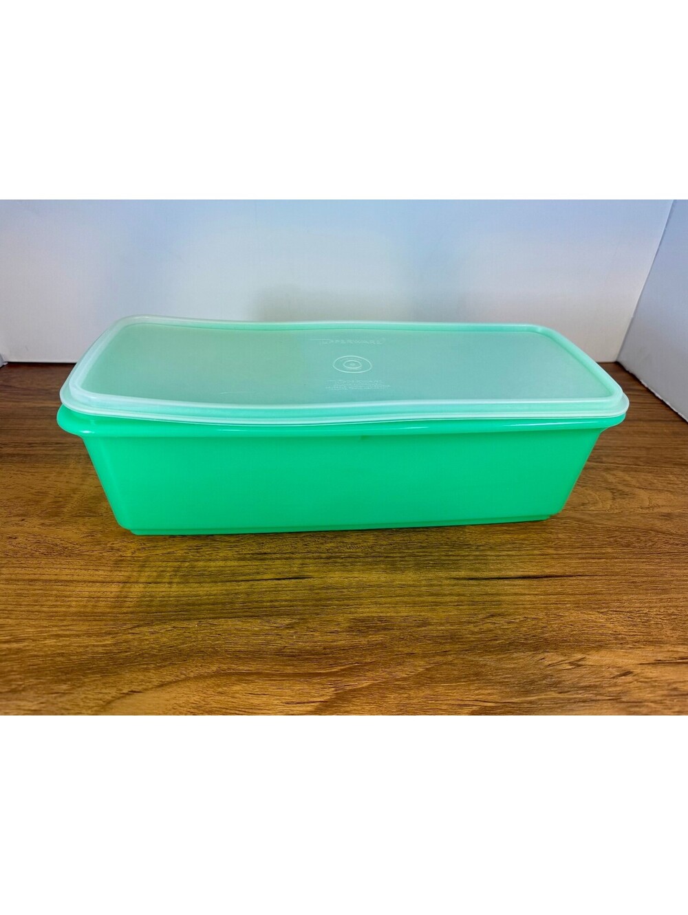 Vintage Tupperware Large Green Rectangular Storage Container with Lid
